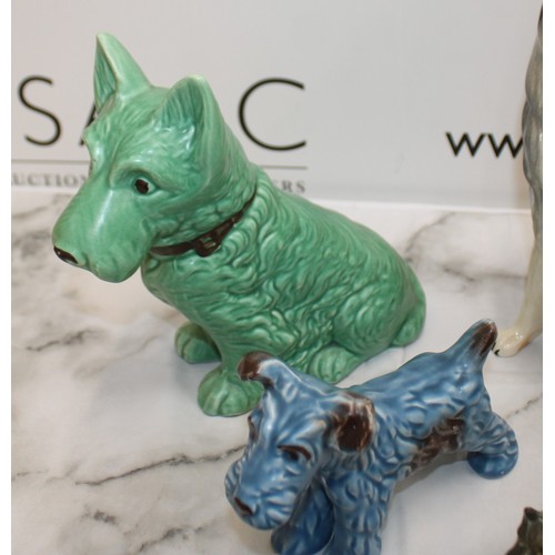 111 - Selection Of Ceramic & Brass Dogs Inc-Pekingese Sylvac/Rough Collie/Cocker Spaniel/Scottish Terrier/... 