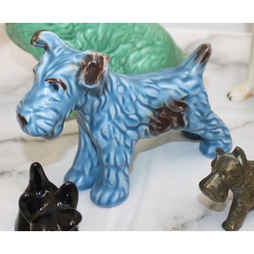 111 - Selection Of Ceramic & Brass Dogs Inc-Pekingese Sylvac/Rough Collie/Cocker Spaniel/Scottish Terrier/... 