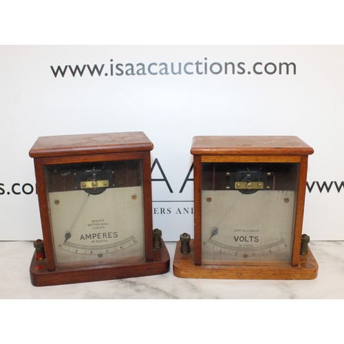 112 - One Antique Ammeter By Becker Hatton Wall Of London & A Antique Griffin London Voltmeter Both As Fou... 