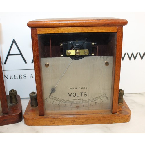 112 - One Antique Ammeter By Becker Hatton Wall Of London & A Antique Griffin London Voltmeter Both As Fou... 