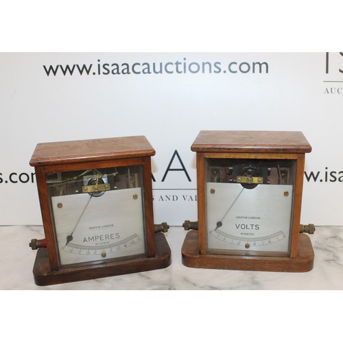 113 - One Voltmeter Griffin London & One Griffin London Amperes Meter Both As Found Height-17.5cm
Collecti... 