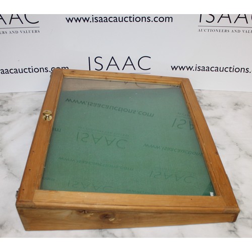 115 - Wooden, Glass Topped Display Case 60cm x 50cm 
COLLECTION ONLY