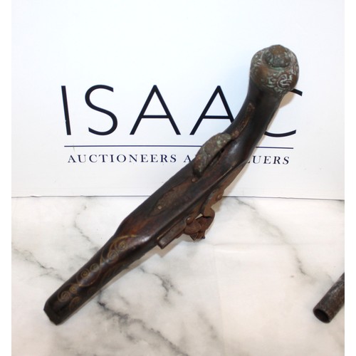 116 - Antique Flintlock Holster Pistol & Antique Flintlock Box-Lock Pocket Pistol Both As Found