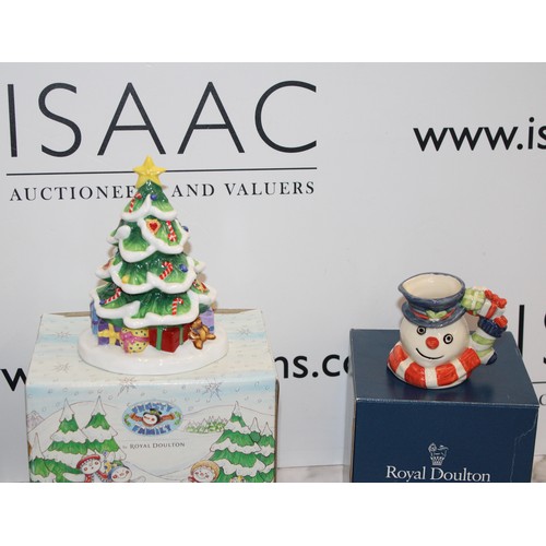 118 - 4 x Boxed Royal Doulton Christmas Items Inc-Snowman/Christmas Cracker Snowman/The Frosty Family Tree... 