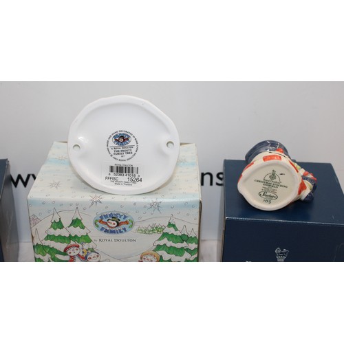 118 - 4 x Boxed Royal Doulton Christmas Items Inc-Snowman/Christmas Cracker Snowman/The Frosty Family Tree... 