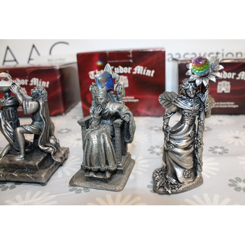 185 - 5 x Boxed Myth And Magic Collectables Figurines By The Tudor Mint Inc:  The Dragon Of The Stars/Rune... 