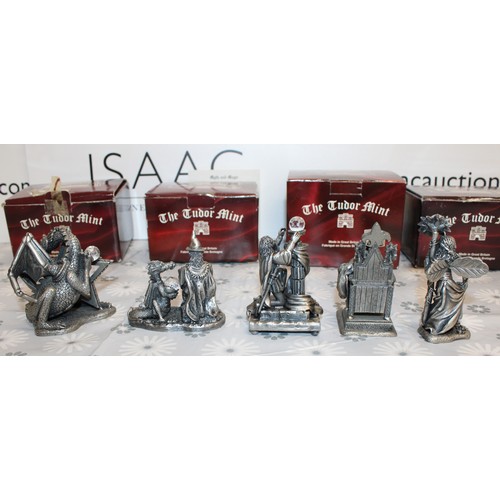 185 - 5 x Boxed Myth And Magic Collectables Figurines By The Tudor Mint Inc:  The Dragon Of The Stars/Rune... 