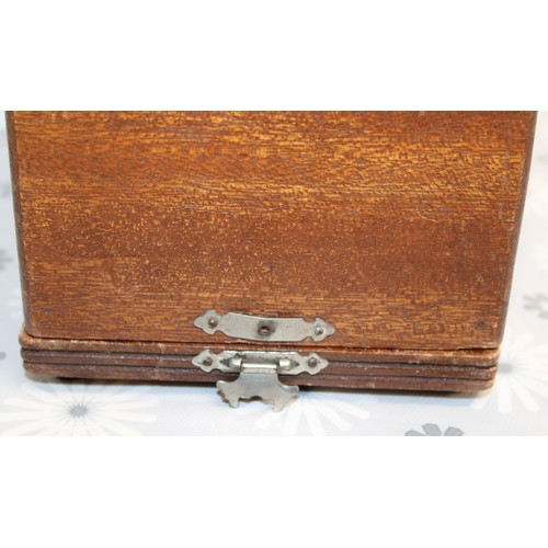 193 - Wooden Cased Lead Miniature Toy Sewing Machine A Japanese 