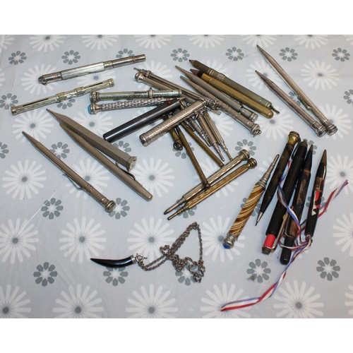 195 - A Boxed Recorder And A Selection of Vintage Writing Instruments All As Found- Untested And A Stamped... 