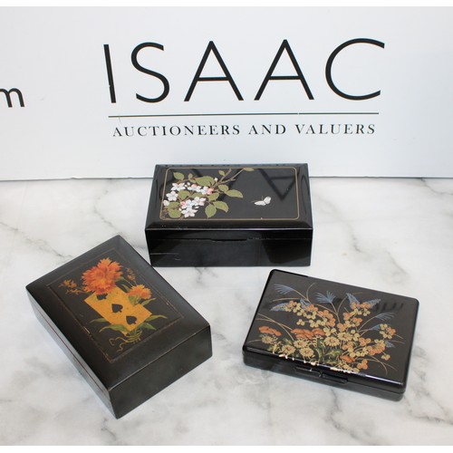 200 - Three Collectable Jewellery Boxes/Boxes Inc Decorative Plastic Lacquer-Style Travel Jewellery Box Ma... 
