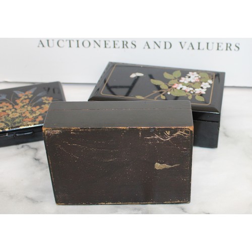 200 - Three Collectable Jewellery Boxes/Boxes Inc Decorative Plastic Lacquer-Style Travel Jewellery Box Ma... 