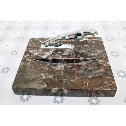 201 - A Collectable Jaguar Leaper Mascot Mounted On A Marble Base Typically Used As A Desk Display Or Pape... 