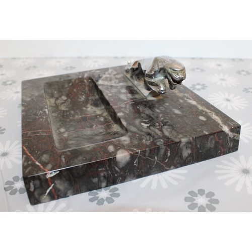 201 - A Collectable Jaguar Leaper Mascot Mounted On A Marble Base Typically Used As A Desk Display Or Pape... 