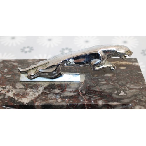 201 - A Collectable Jaguar Leaper Mascot Mounted On A Marble Base Typically Used As A Desk Display Or Pape... 