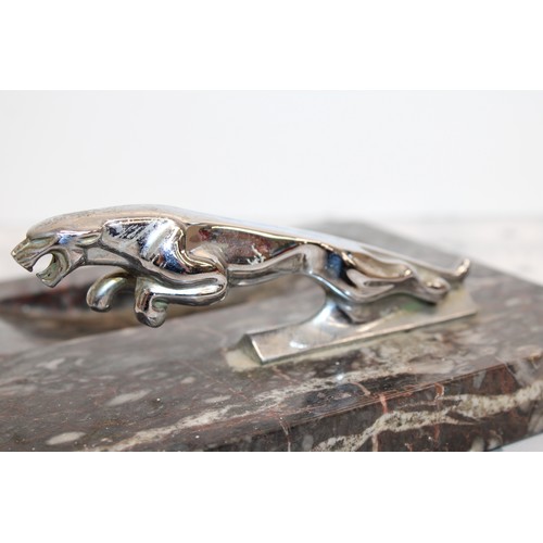 201 - A Collectable Jaguar Leaper Mascot Mounted On A Marble Base Typically Used As A Desk Display Or Pape... 