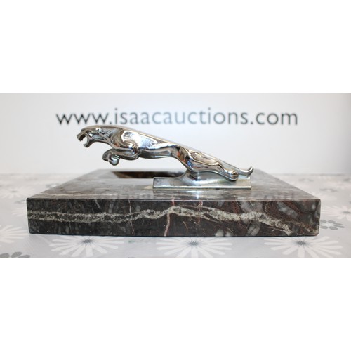 201 - A Collectable Jaguar Leaper Mascot Mounted On A Marble Base Typically Used As A Desk Display Or Pape... 