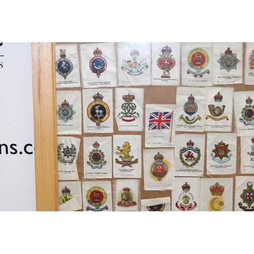 204 - Framed Vintage British Military Regiment Cigarette Silk Cards Size 50cm x 40cm Collection Only Due T... 