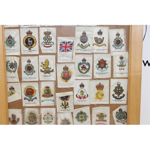 204 - Framed Vintage British Military Regiment Cigarette Silk Cards Size 50cm x 40cm Collection Only Due T... 