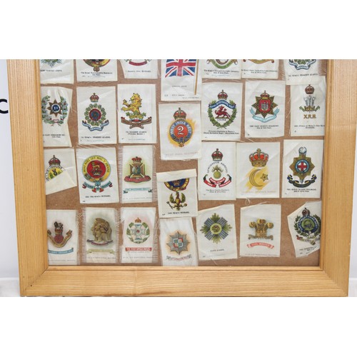 204 - Framed Vintage British Military Regiment Cigarette Silk Cards Size 50cm x 40cm Collection Only Due T... 