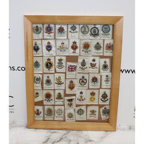 204 - Framed Vintage British Military Regiment Cigarette Silk Cards Size 50cm x 40cm Collection Only Due T... 