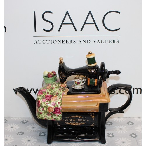 216 - Collectable Large Old Country Roses Royal Albert CARDEW DESIGN Sewing Machine Teapot Limited Edition... 