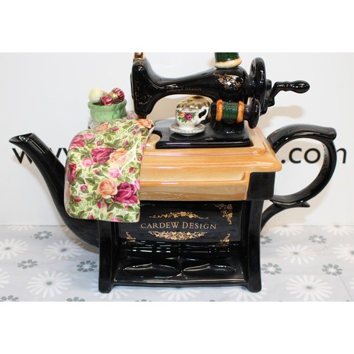 216 - Collectable Large Old Country Roses Royal Albert CARDEW DESIGN Sewing Machine Teapot Limited Edition... 