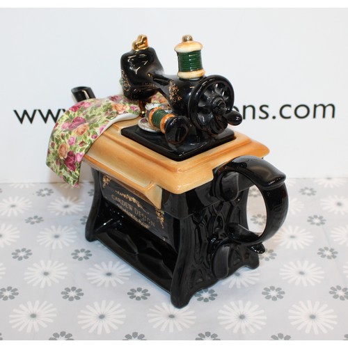 216 - Collectable Large Old Country Roses Royal Albert CARDEW DESIGN Sewing Machine Teapot Limited Edition... 