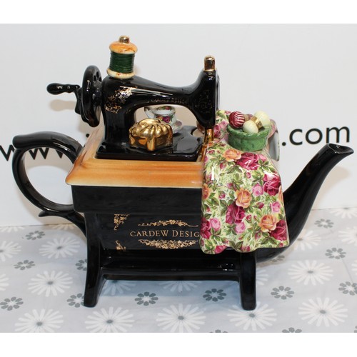 216 - Collectable Large Old Country Roses Royal Albert CARDEW DESIGN Sewing Machine Teapot Limited Edition... 
