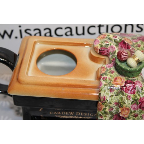 216 - Collectable Large Old Country Roses Royal Albert CARDEW DESIGN Sewing Machine Teapot Limited Edition... 