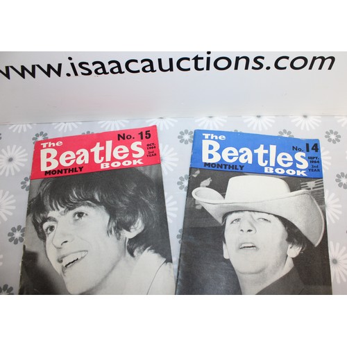 224 - THE BEATLES MONTHLY BOOK No 14 & No 15 1964 With 9 Beatles Badges