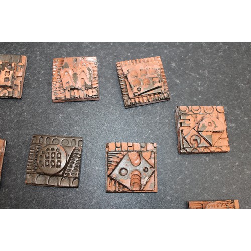 231 - 13 x Handmade Terracotta Relief Tiles By British Multi disciplinary Artist Ron Hitchin's One Tile Is... 