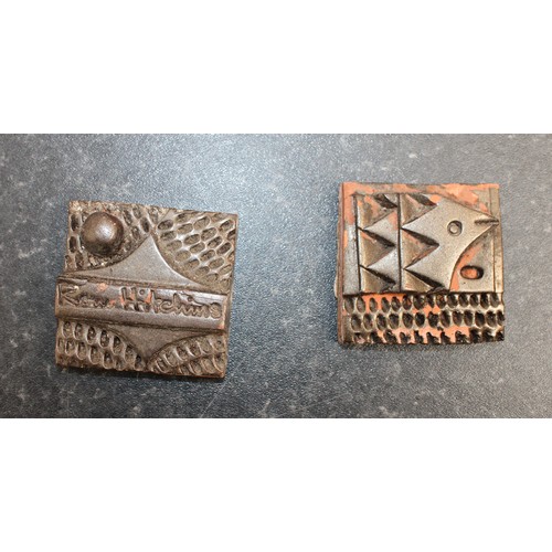 231 - 13 x Handmade Terracotta Relief Tiles By British Multi disciplinary Artist Ron Hitchin's One Tile Is... 