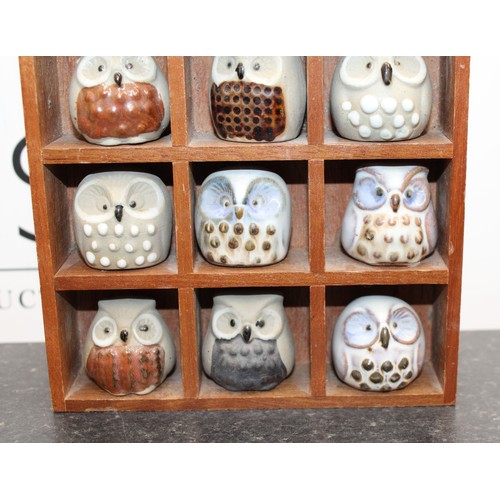 232 - Vintage Set Of 12 Ceramic Owls In A Display Case AF Case 19.5xm x15cm
COLLECTION ONLY