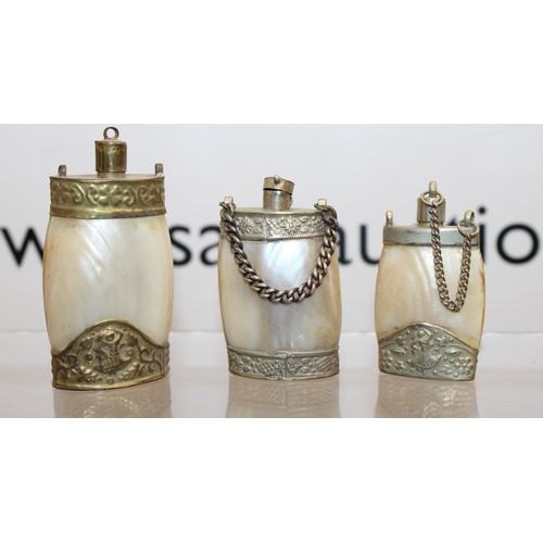 237 - Three Collectable Mother-Of-Pearl Perfume Bottles Tallest: 7cm As Found