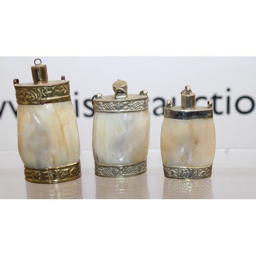 237 - Three Collectable Mother-Of-Pearl Perfume Bottles Tallest: 7cm As Found