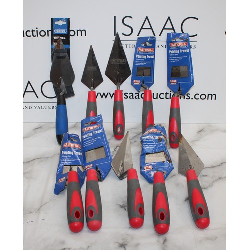 6 - Job Lot Of 10 Pointing Trowels Including Draper And Faithful AS NEW As Found COLLECTION ONLY FROM BR... 