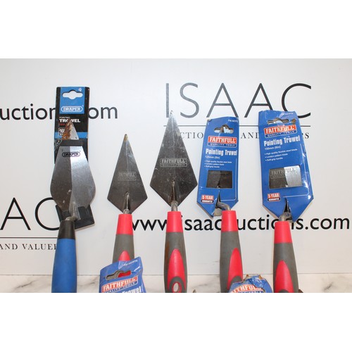 6 - Job Lot Of 10 Pointing Trowels Including Draper And Faithful AS NEW As Found COLLECTION ONLY FROM BR... 