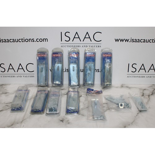 8 - Job Lot Of 12 Faithful Hasp And Staple Zinc Plated Security Fastening AS NEW As Found