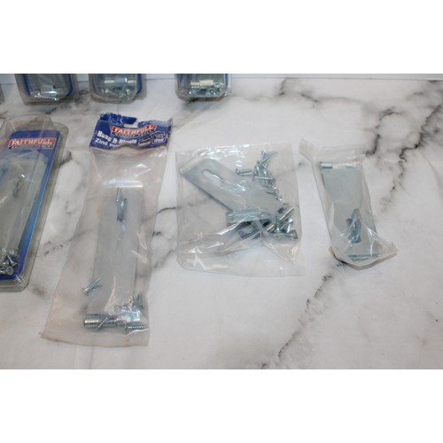 8 - Job Lot Of 12 Faithful Hasp And Staple Zinc Plated Security Fastening AS NEW As Found