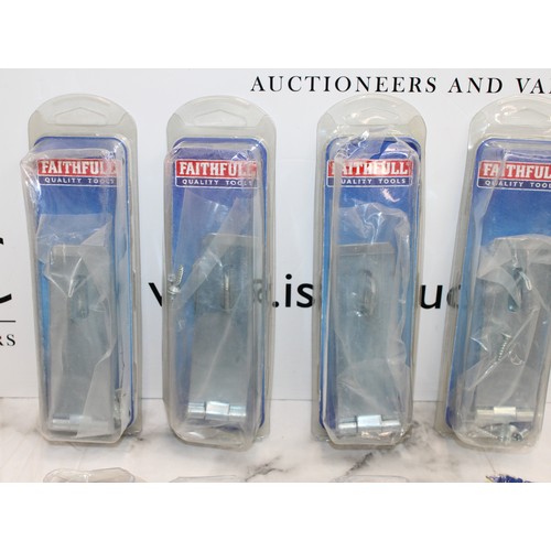 8 - Job Lot Of 12 Faithful Hasp And Staple Zinc Plated Security Fastening AS NEW As Found