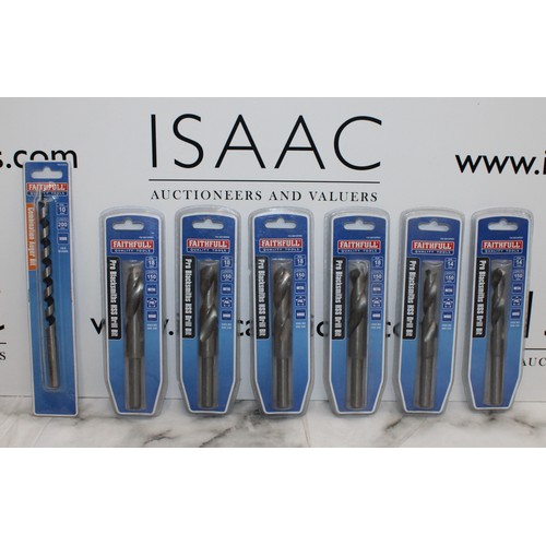 9 - Job Lot Of 7 Faithful Pro Blacksmiths HSS Drill Bit Designed For Heavy Duty Drilling Sizes 10/14/18 ... 