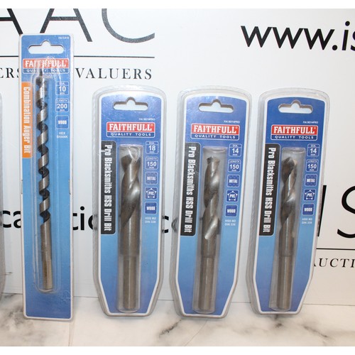 9 - Job Lot Of 7 Faithful Pro Blacksmiths HSS Drill Bit Designed For Heavy Duty Drilling Sizes 10/14/18 ... 