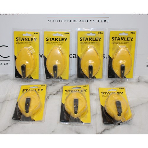 13 - Job Lot Of Stanley 30m Chalk Line With ABS Body On Board Hook Storage AS NEW As Found