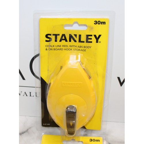 13 - Job Lot Of Stanley 30m Chalk Line With ABS Body On Board Hook Storage AS NEW As Found