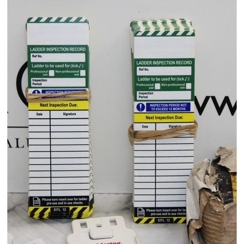 16 - Job Lot Of Laddertag Safety Inspection Tags And Holders AS NEW As Found