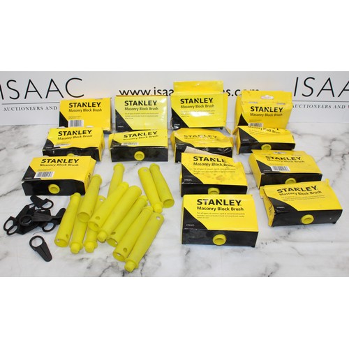 20 - Job Lot Of Stanley Masonry Block Brushes, Handles, Hooks AS NEW As Found