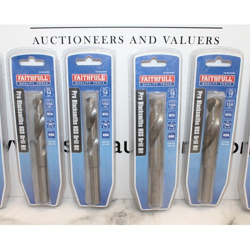 25 - Job lot Of Faithful Pro Blacksmiths HSS Drill Bit Designed For Heavy Duty Drilling Sizes 14/18mm AS ... 
