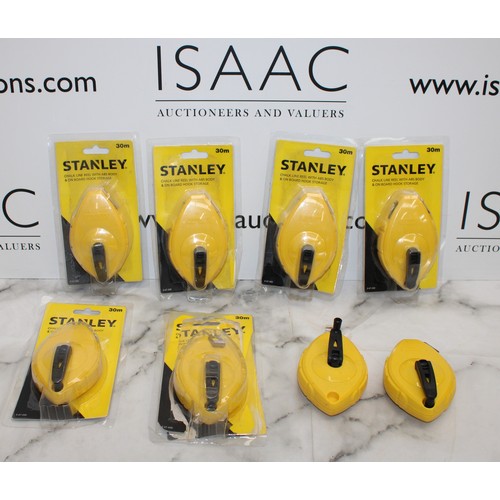 26 - Job Lot Of 30m Stanley Chalk Line Reel With ABS Body & On Board Hook Storage AS NEW As Found