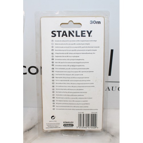 26 - Job Lot Of 30m Stanley Chalk Line Reel With ABS Body & On Board Hook Storage AS NEW As Found