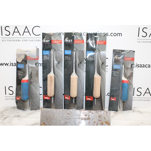 43 - Job Lot Of Finishing Trowels Stainless Steel Blade And Flooring Trowel Carbon Steel Etc As Found AS ... 